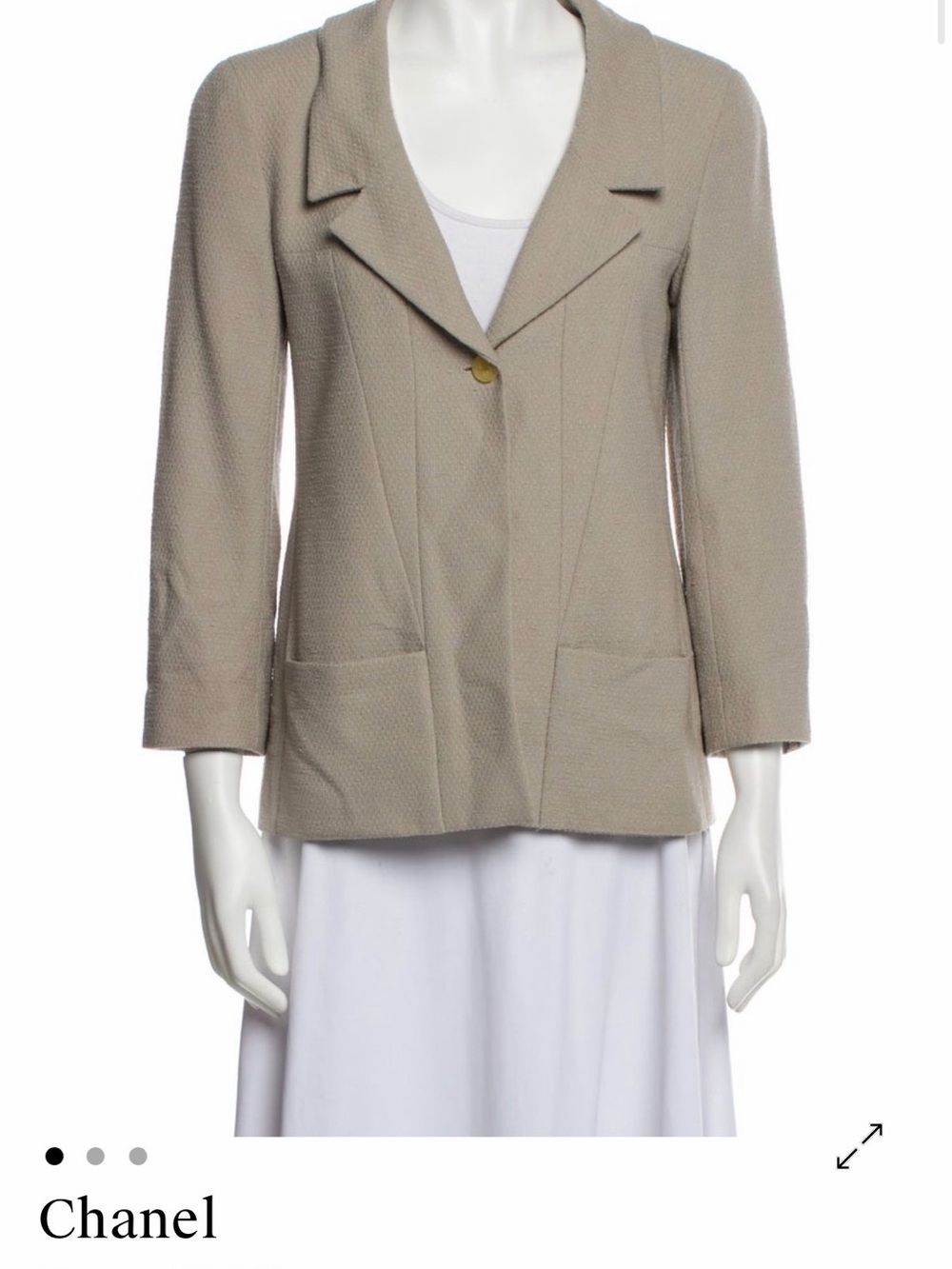 Vintage 1999 CHANEL Taupe Textured Single-Button Blazer Jacket